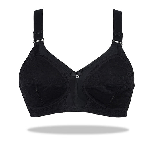 Black Doreen Bra - Cotton Full Coverage Non-Padded Wirefree Bra