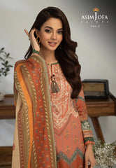Asim Jofa - 03 pcs Printed Khaddar Suit AJ3P-009