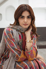 3-PC Unstitched Embroidered Lawn Shirt with Chiffon Dupatta and Trouser CS3-06