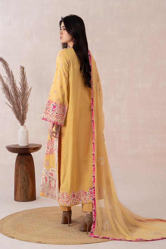 3-PC Unstitched Embroidered Lawn Shirt with Chiffon Dupatta and Trouser CS3-15