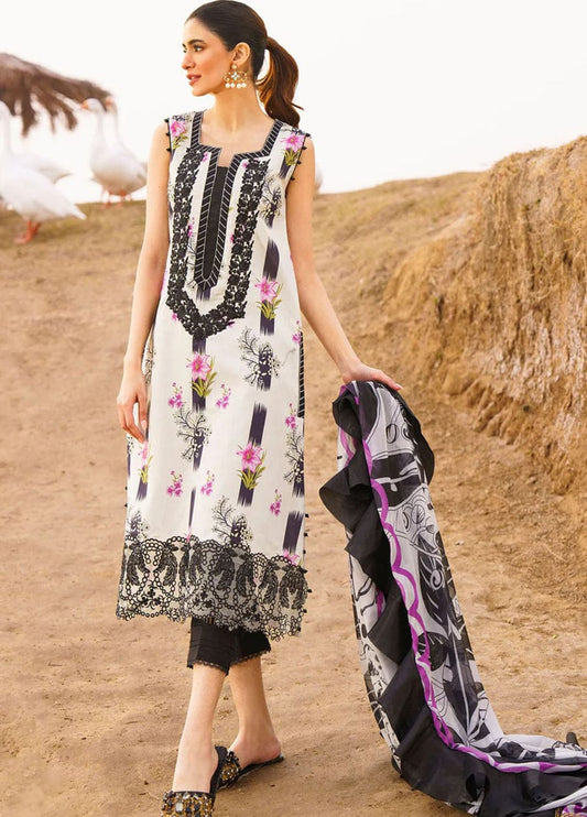 Asifa Nabeel Black & White Digital Printed  New Arrival Lawn 3pc