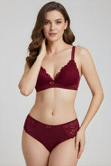 Luxe Shuttle Lace Bra & Panty Set - Maroon