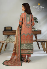 Asim Jofa - 03 pcs Printed Khaddar Suit AJ3P-009