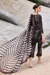 3-PC Unstitched Embroidered Lawn Shirt with Chiffon Dupatta and Trouser CS3-10