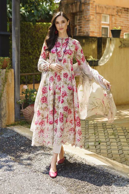 IZNIK- UE-210 - 03 pcs Embroidered Lawn