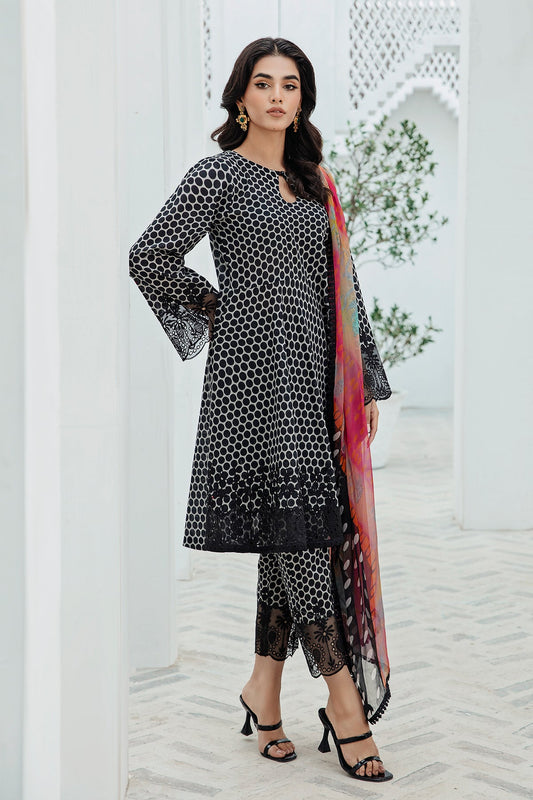 3-PC Unstitched Embroidered Lawn Shirt with Chiffon Dupatta and Trouser CS3-03