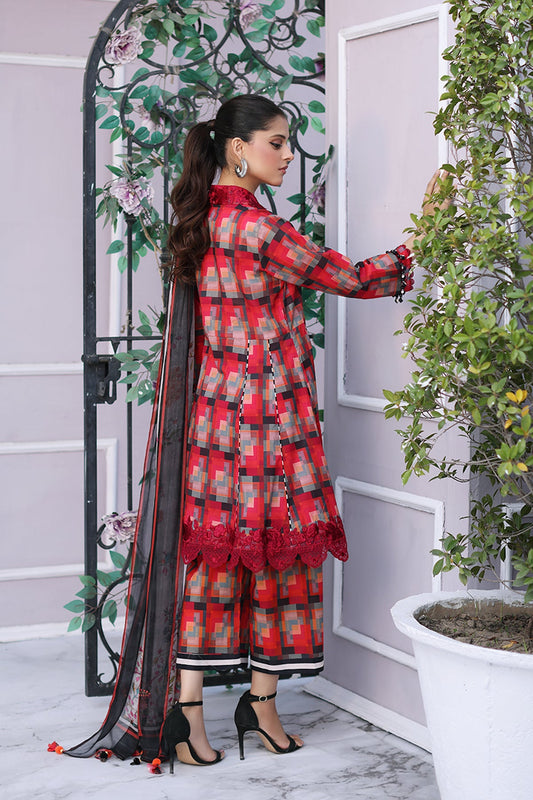 3-PC Unstitched Embroidered Lawn Shirt with Chiffon Dupatta and Trouser CS3-12