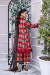 3-PC Unstitched Embroidered Lawn Shirt with Chiffon Dupatta and Trouser CS3-12