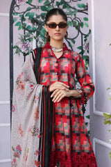 3-PC Unstitched Embroidered Lawn Shirt with Chiffon Dupatta and Trouser CS3-12
