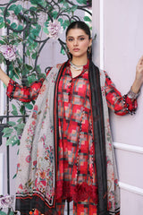 3-PC Unstitched Embroidered Lawn Shirt with Chiffon Dupatta and Trouser CS3-12