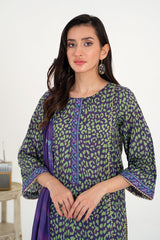 3-PC Unstitched Embroidered Lawn Shirt with Chiffon Dupatta and Trouser CS3-11