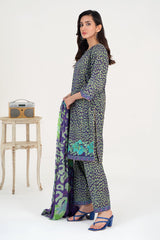 3-PC Unstitched Embroidered Lawn Shirt with Chiffon Dupatta and Trouser CS3-11