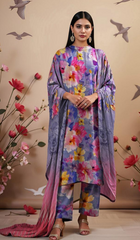 Baroque - 03 pcs Digital Printed Embroidered Lawn IF-25-047