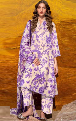 Baroque - 03 pcs Digital Printed Embroidered Lawn IF-25-048