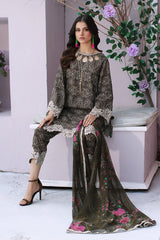 3-PC Unstitched Embroidered Lawn Shirt with Chiffon Dupatta and Trouser CS3-02
