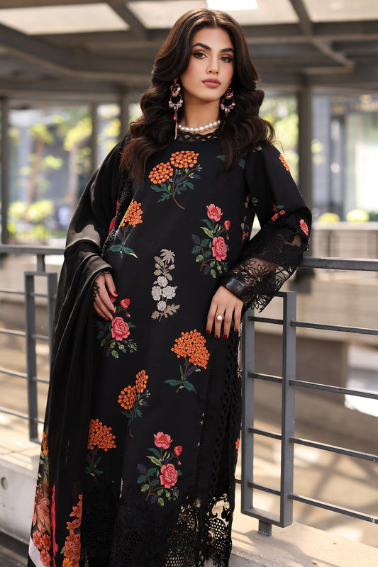 3-PC Unstitched Printed Lawn Shirt with Embroidered Chiffon Dupatta and Trouser CRB4-13