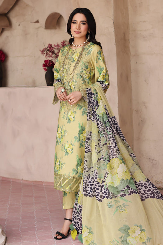 3-PC Unstitched Embroibered Lawn Shirt with Printed Chiffon Dupatta CCS4-15