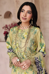 3-PC Unstitched Embroibered Lawn Shirt with Printed Chiffon Dupatta CCS4-15