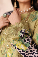 3-PC Unstitched Embroibered Lawn Shirt with Printed Chiffon Dupatta CCS4-15
