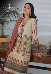 Asim Jofa - 03 pcs Printed Khaddar Suit AJ3P-008