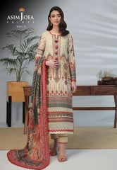 Asim Jofa - 03 pcs Printed Khaddar Suit AJ3P-008
