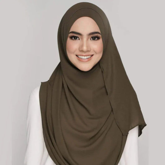 Instant Hijaab with 2 Loops - DARK BROWN C-2