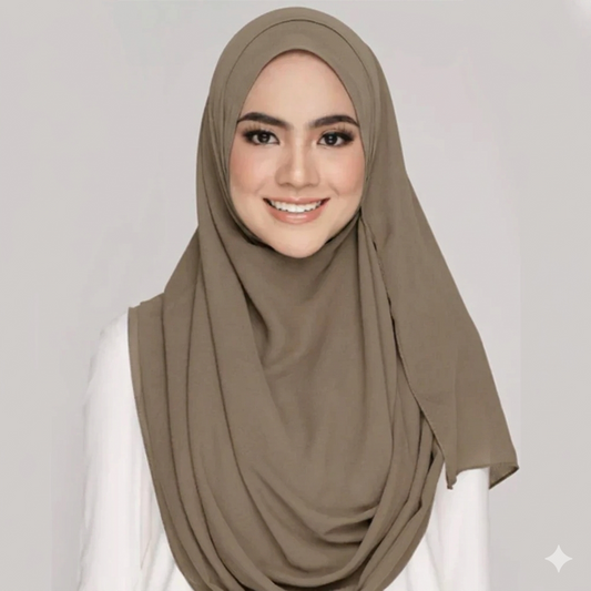 Instant Hijaab with 2 Loops - DARK BEIGE C-3