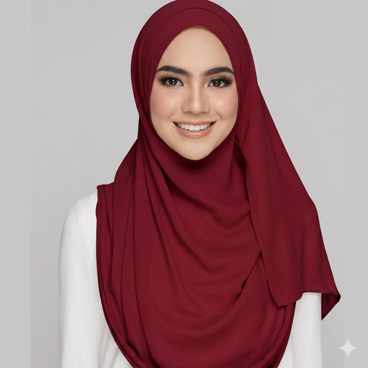 Instant Hijaab with 2 Loops - MAROON C-7