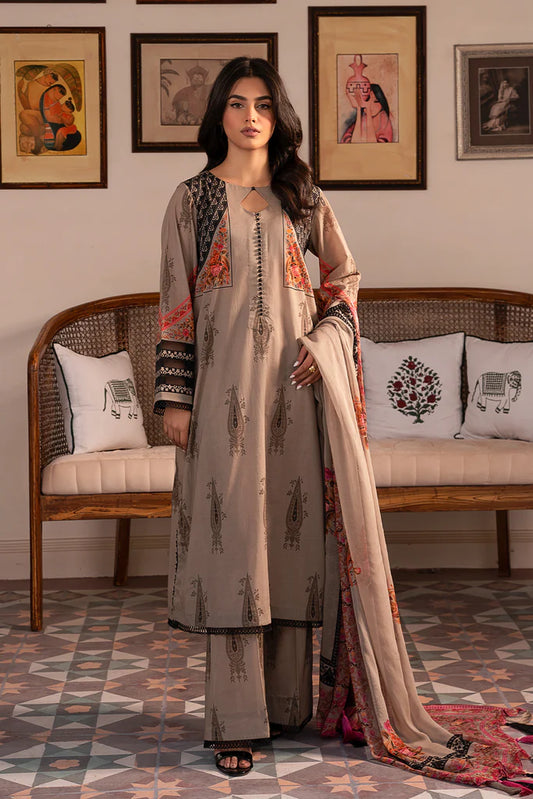 3-PC Unstitched Printed Lawn Shirt with Chiffon Dupatta and Trouser CP4-023