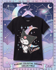 Official Girls Kuromi Celestial Dreams Graphic Tee Black