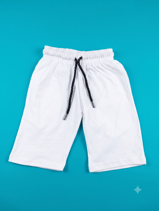 Boys' Everyday White Comfort Shorts with Adjustable Drawstring