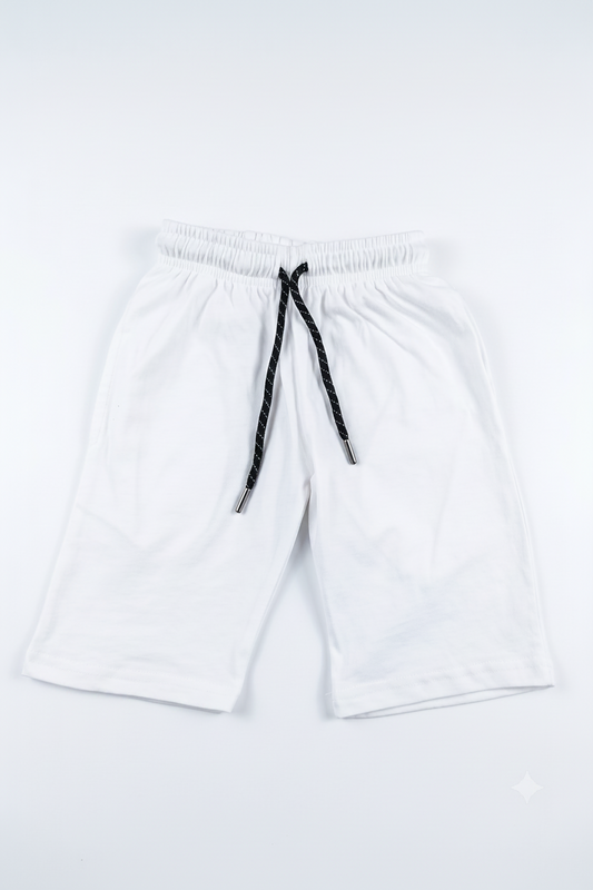 Boys' Everyday White Comfort Shorts with Adjustable Drawstring