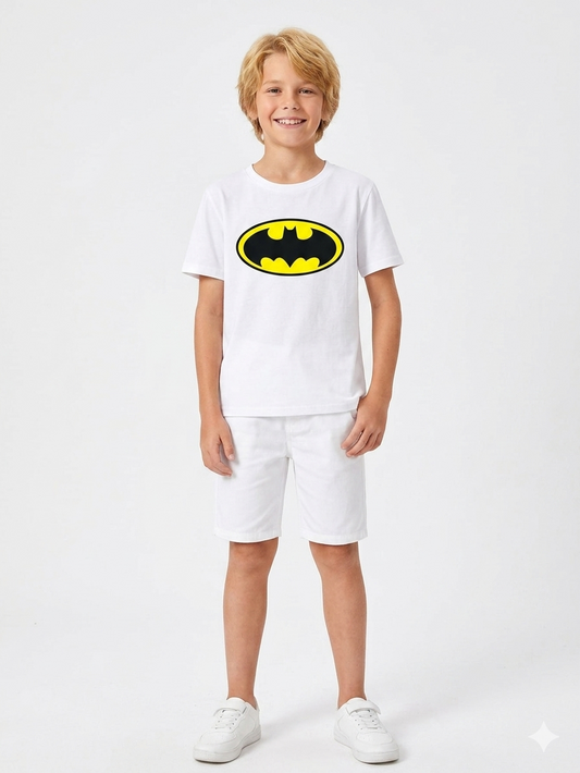 Kids' Batman "Classic Oval" White Graphic Tee