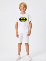 Kids' Batman "Classic Oval" White Graphic Tee