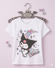 Official Girls Kuromi Celestial Dreams Graphic Tee White