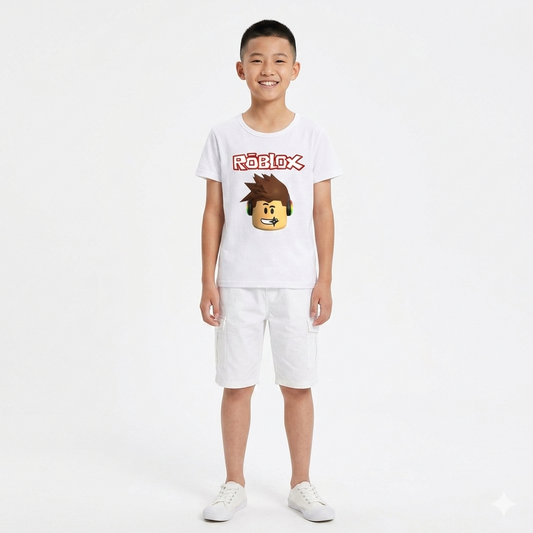 Kids' Roblox "Gamer Headset" Edition White Graphic Tee