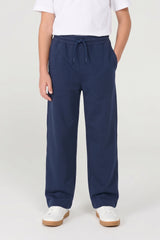 Boys Wide-Leg Baggy Knitwear | Relaxed Fit Everyday Trousers - Navy Blue