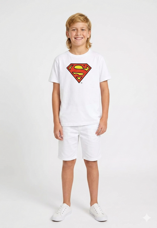 Kids' Superman "Shield of Hope" White Graphic Tee