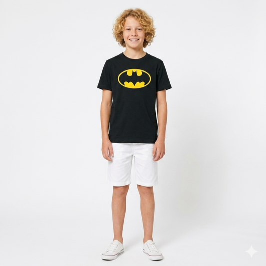 Kids' Batman "Classic Oval" Essential Black Tee