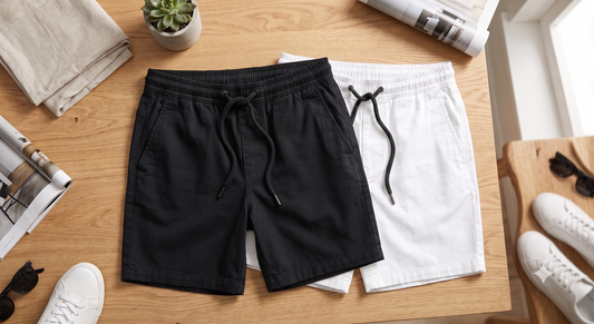 Pack of 2 Shorts - White & Black Adjustable Drawstring