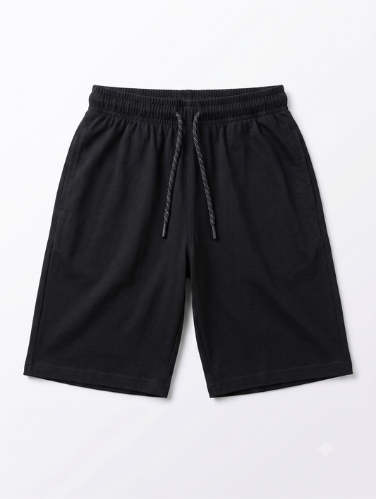 Boys' Everyday Black Comfort Shorts with Adjustable Drawstring