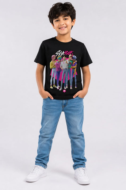 Saja Boys K-Pop Graphic Kids T-Shirt - Black