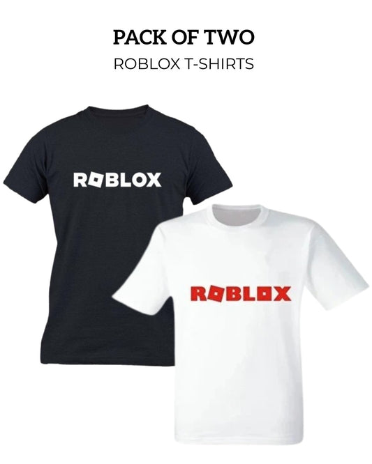 Pack of 2 - Roblox Gamer & Stealth Edition T-Shirts Black & White