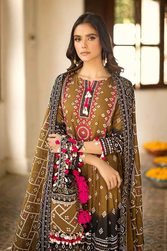 03 pcs Printed Lawn Suit Chunri Collection by Ideas CL-42034B