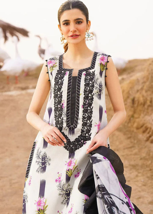 Asifa Nabeel Black & White Digital Printed  New Arrival Lawn 3pc