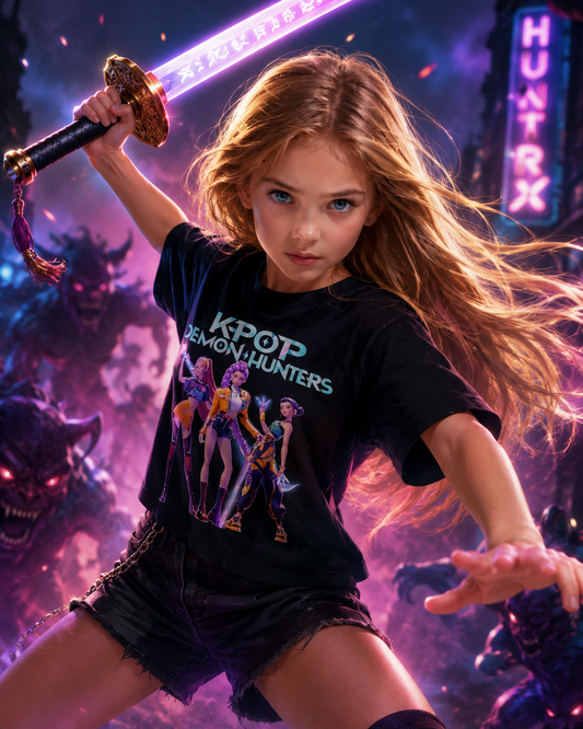 K-Pop Demon Hunters T-Shirt for Girls Black