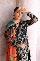 3-Pc Unstitched Printed Staple Suit With Embroidered Wool Shawl Dupatta CPMW3-02