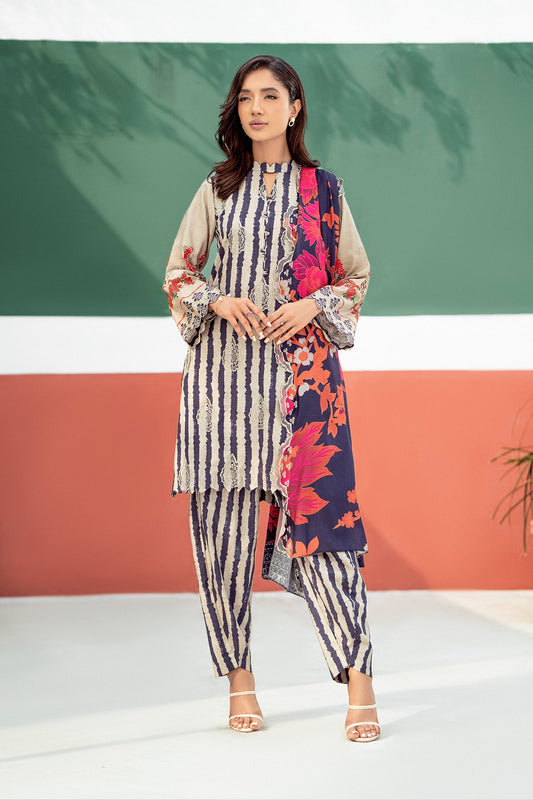 3-Pc Charizma Unstitched Printed Slub Leather Suit CPW-03