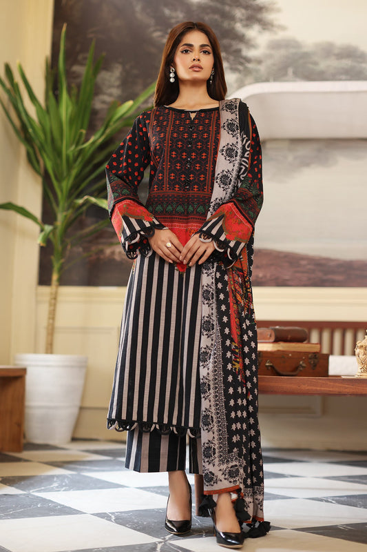 3-Pc Charizma Unstitched Printed Slub Leather Suit CPW-04