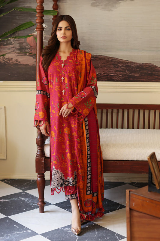 3-Pc Charizma Unstitched Printed Slub Leather Suit CPW-10